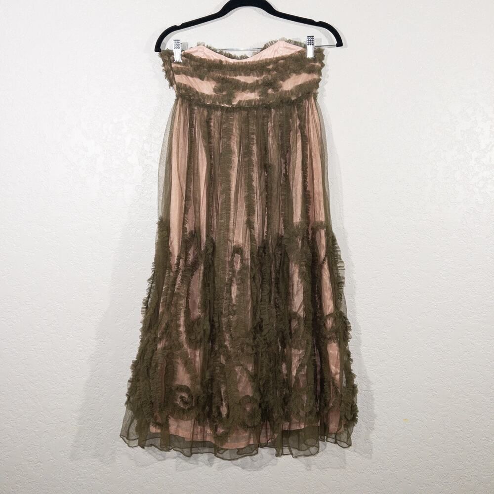 New James Coviello x BHLDN Anthropologie Blush Green Tulle Dress 2 - Picture 7 of 10